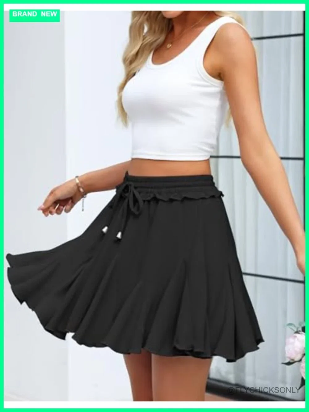Women's Pleated Skort with Built-in Shorts High Waisted Ruffle A-Line Mini